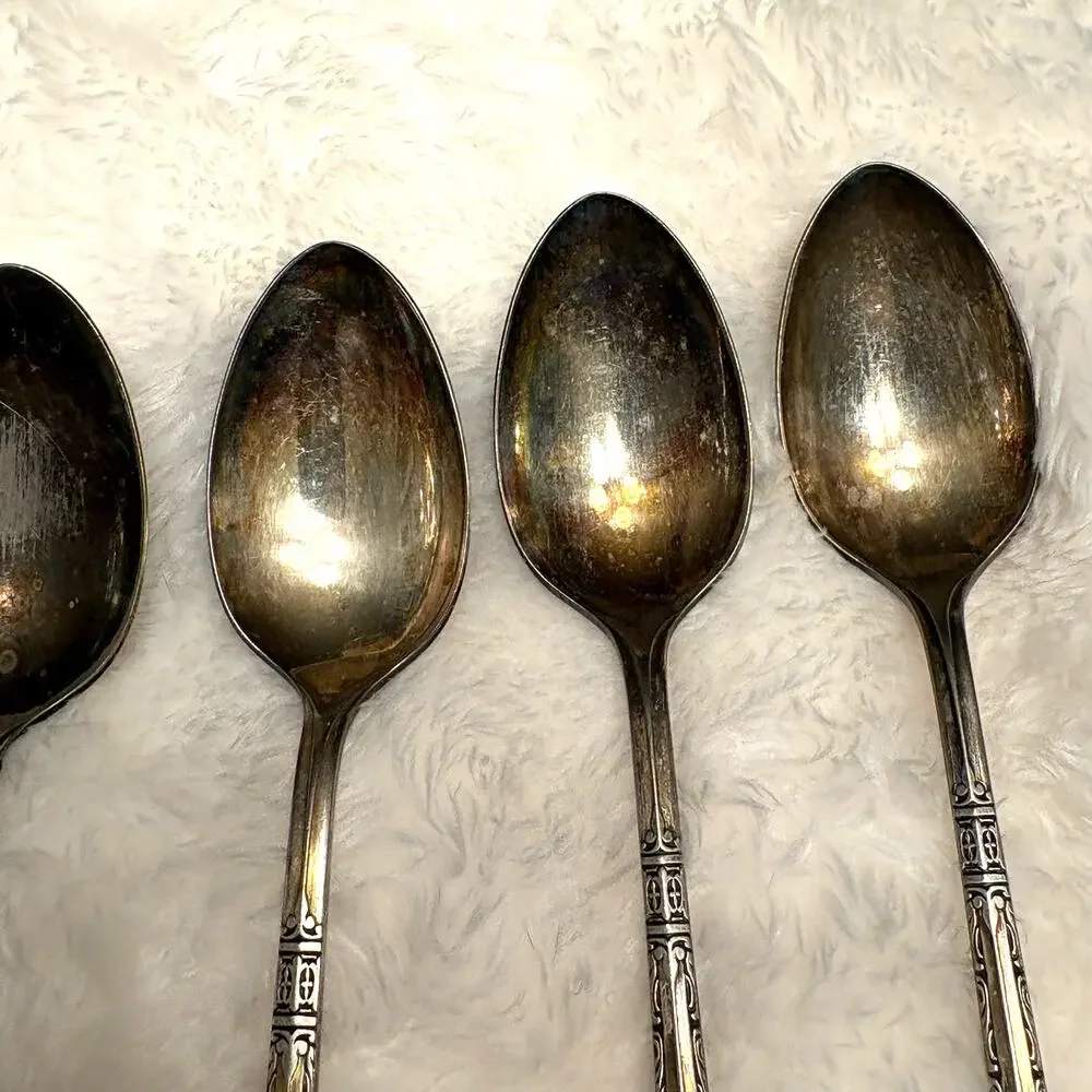 Vintage Cromwell Silverplate Set 8 Teaspoons Flatware Silver Plate